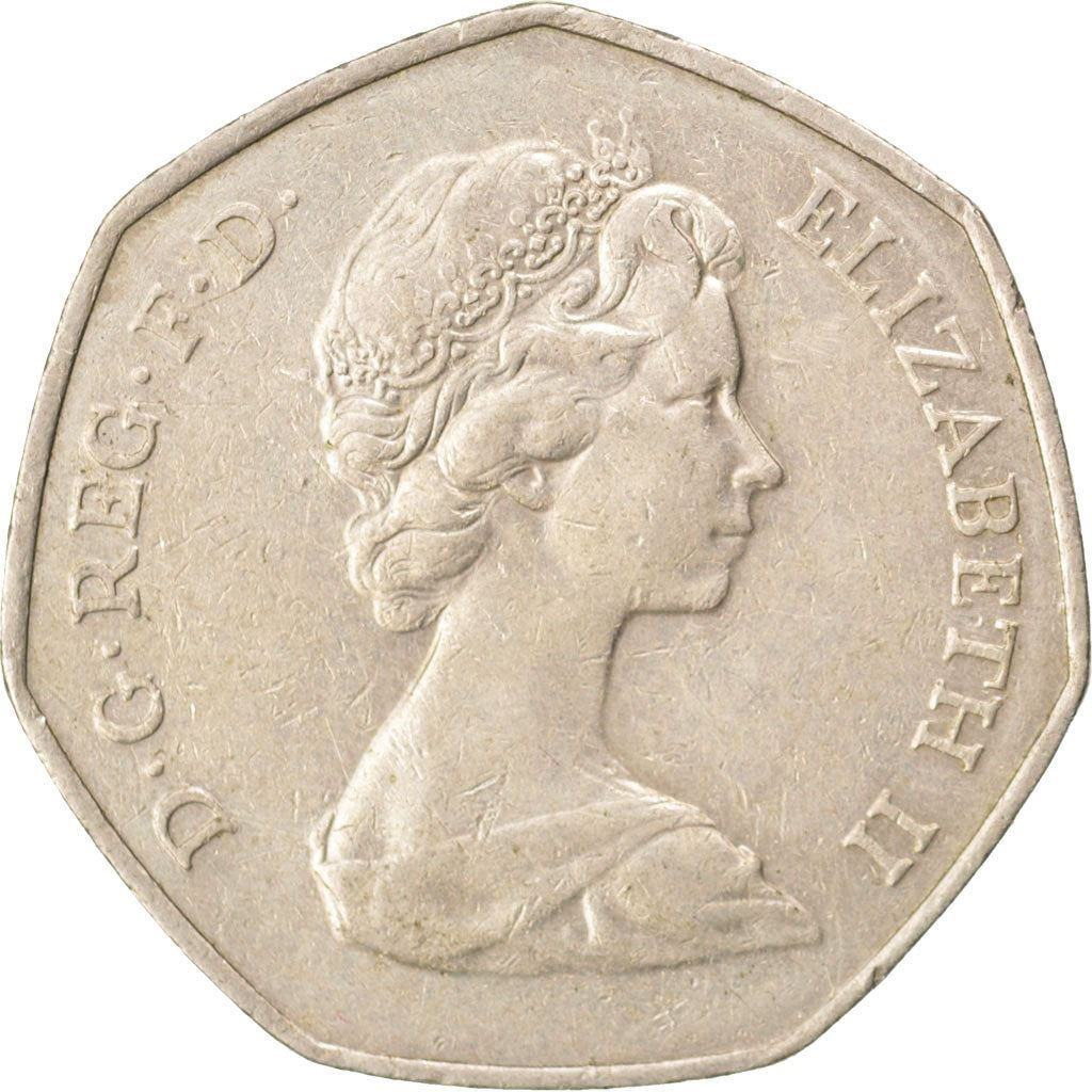 United Kingdom | 50 Pence Coin | Queen Elizabeth II | Entry into EEC | Km:918 | 1973