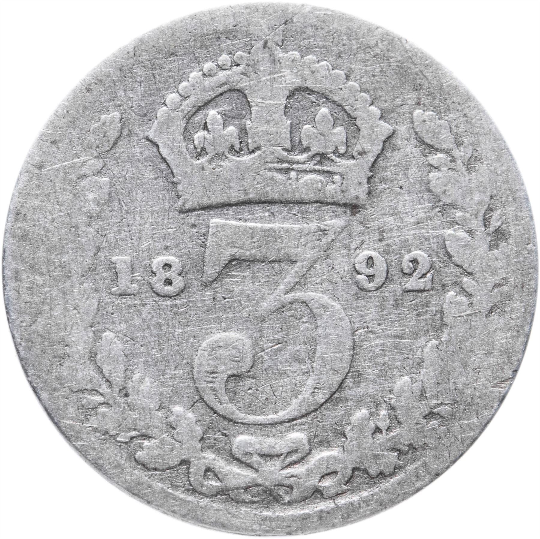 United Kingdom | British 3 Pence Coin | Queen Victoria | Silver | KM758 | 1887 - 1893