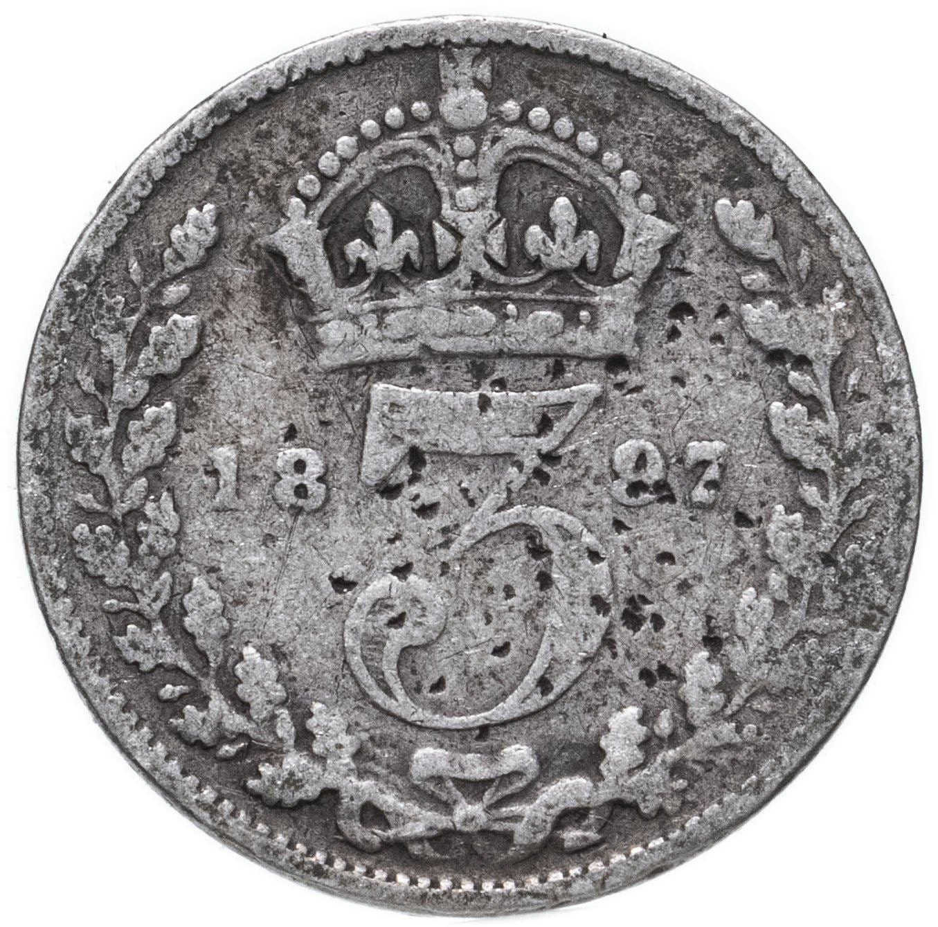 United Kingdom | British 3 Pence Coin | Silver | Queen Victoria | KM777 | 1893 - 1901