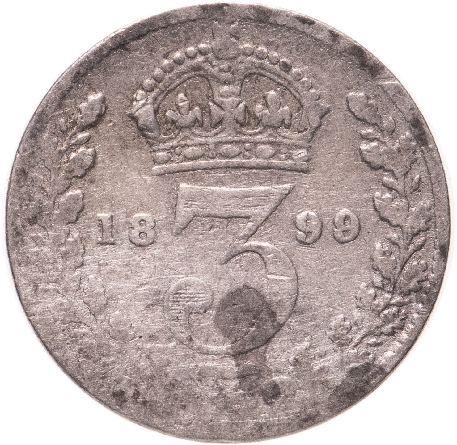 United Kingdom | British 3 Pence Coin | Silver | Queen Victoria | KM777 | 1893 - 1901