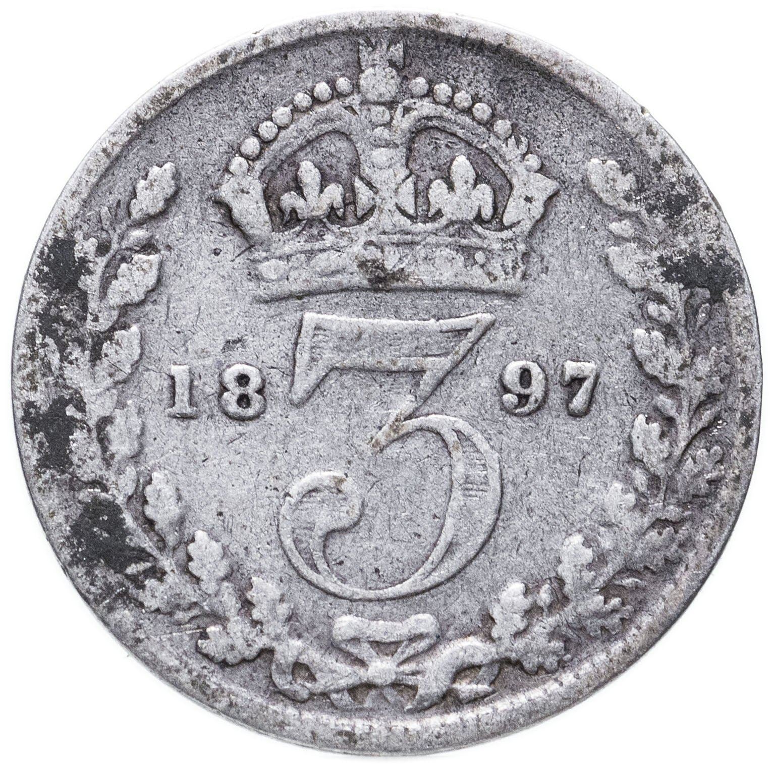 United Kingdom | British 3 Pence Coin | Silver | Queen Victoria | KM777 | 1893 - 1901