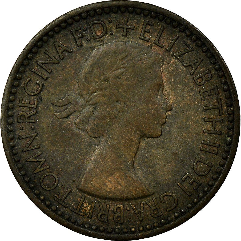 United Kingdom Coin 1 Farthing | Elizabeth II 1st portrait | with 'BRITT:OMN' | 1953