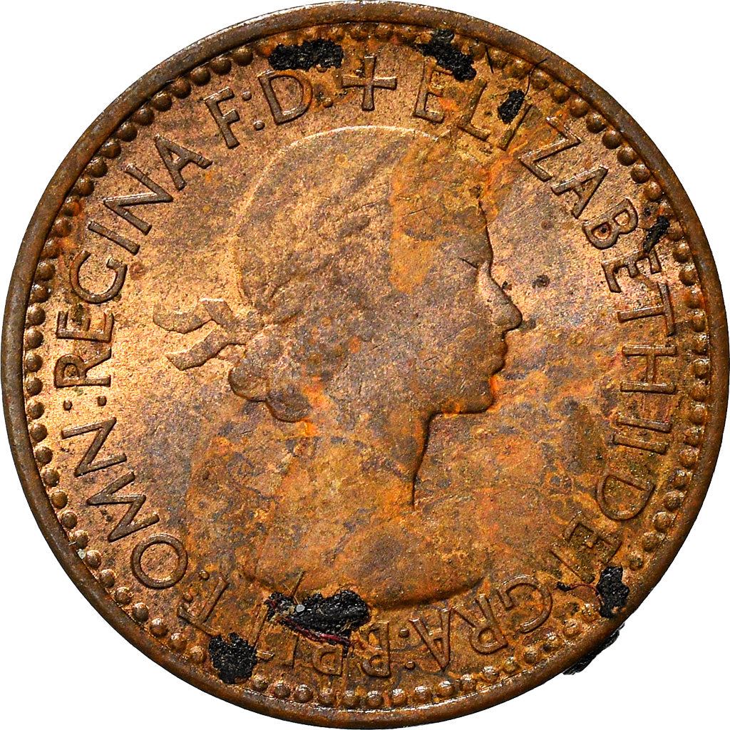 United Kingdom Coin 1 Farthing | Elizabeth II 1st portrait | with 'BRITT:OMN' | 1953