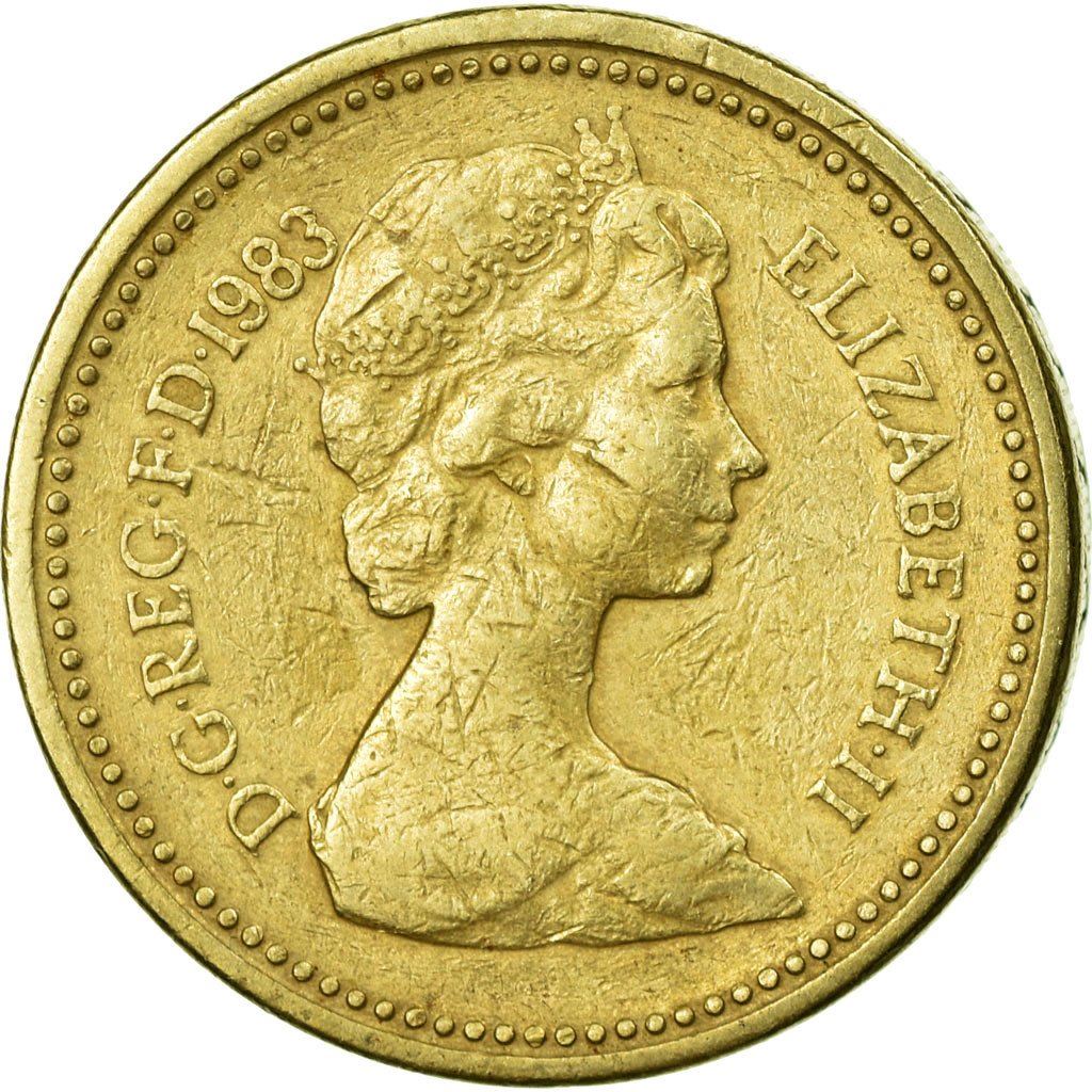 United Kingdom Coin 1 Pound | Elizabeth II 2nd portrait | Royal Arms | 1983