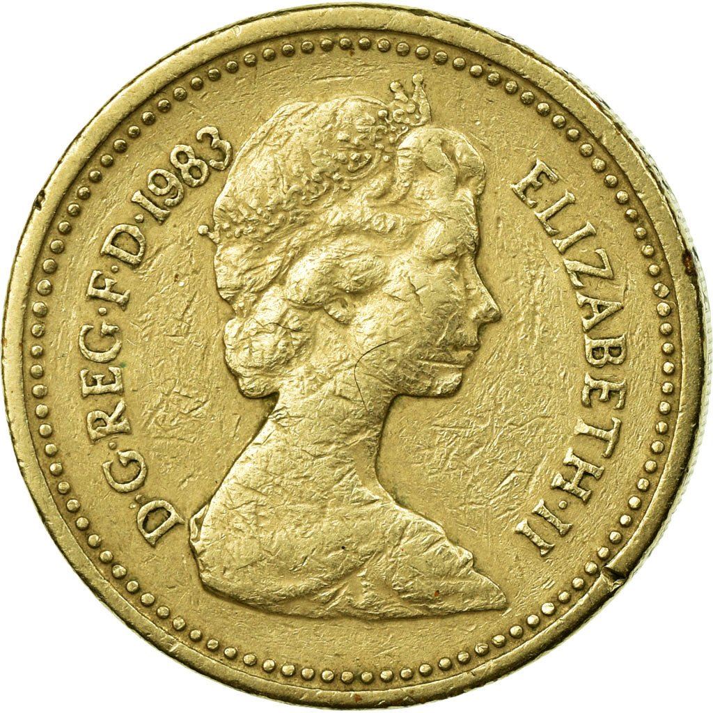 United Kingdom Coin 1 Pound | Elizabeth II 2nd portrait | Royal Arms | 1983