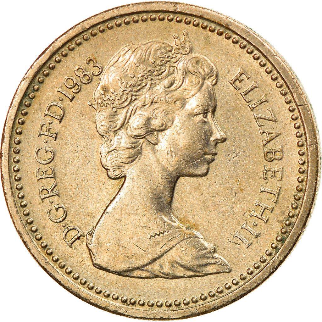 United Kingdom Coin 1 Pound | Elizabeth II 2nd portrait | Royal Arms | 1983