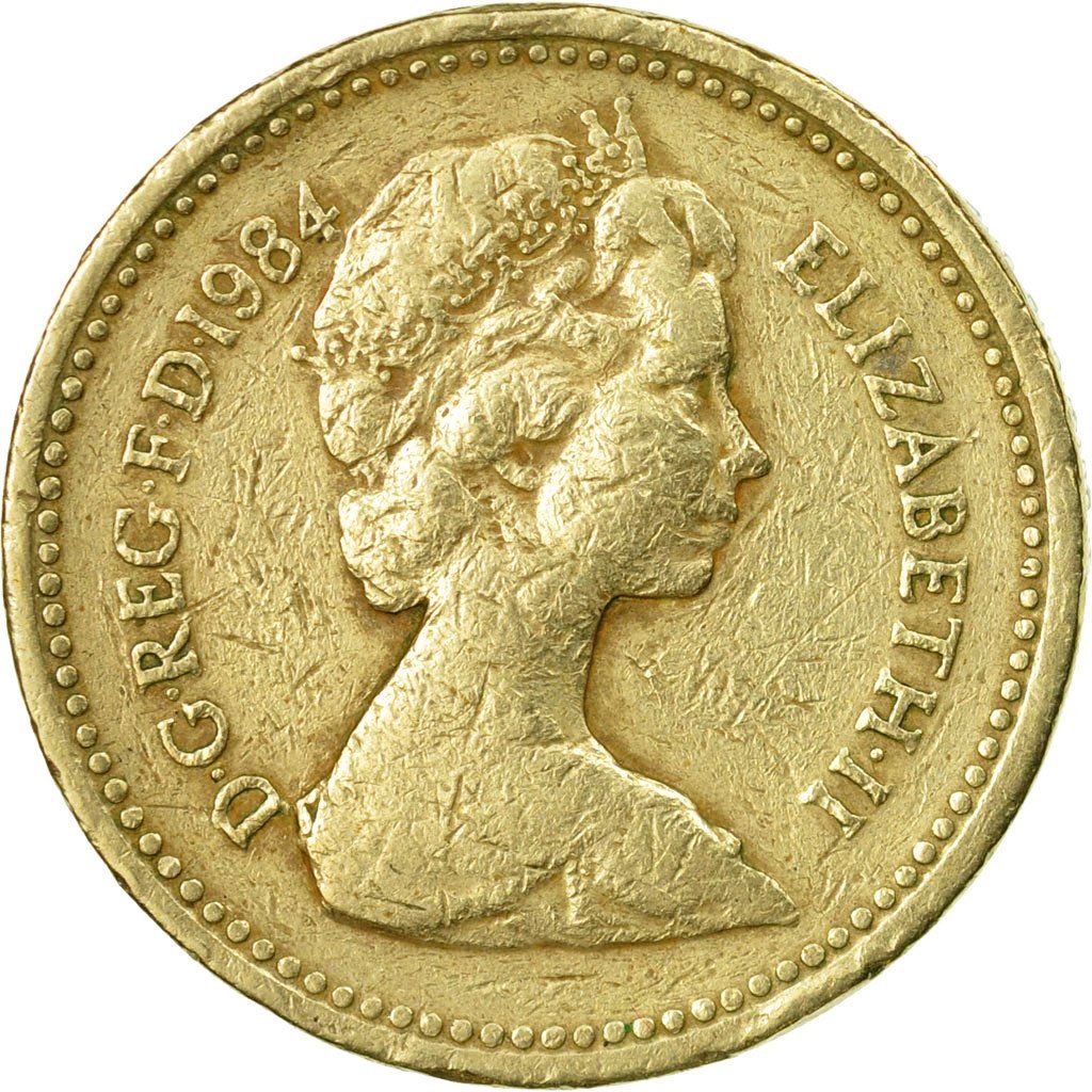 United Kingdom Coin 1 Pound | Elizabeth II 2nd portrait | Scottish Thistle | 1984