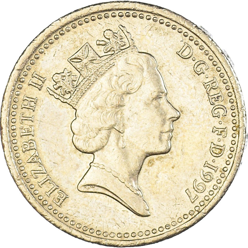 United Kingdom Coin 1 Pound | Elizabeth II 3rd portrait | English Lions | 1997