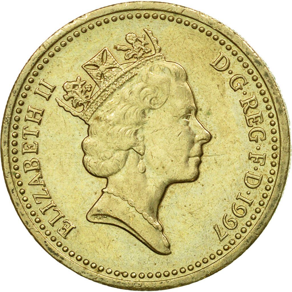 United Kingdom Coin 1 Pound | Elizabeth II 3rd portrait | English Lions | 1997