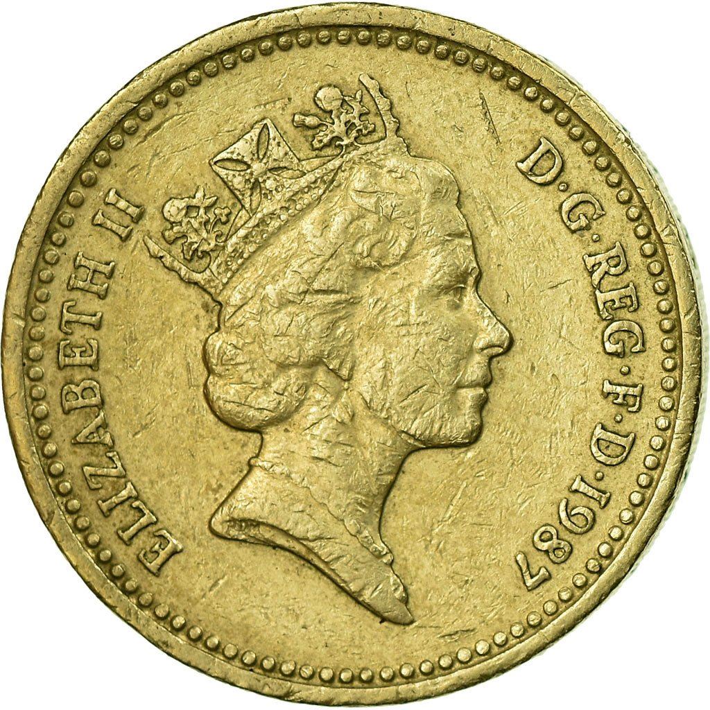 United Kingdom Coin 1 Pound | Elizabeth II 3rd portrait | English Oak | 1987 - 1992