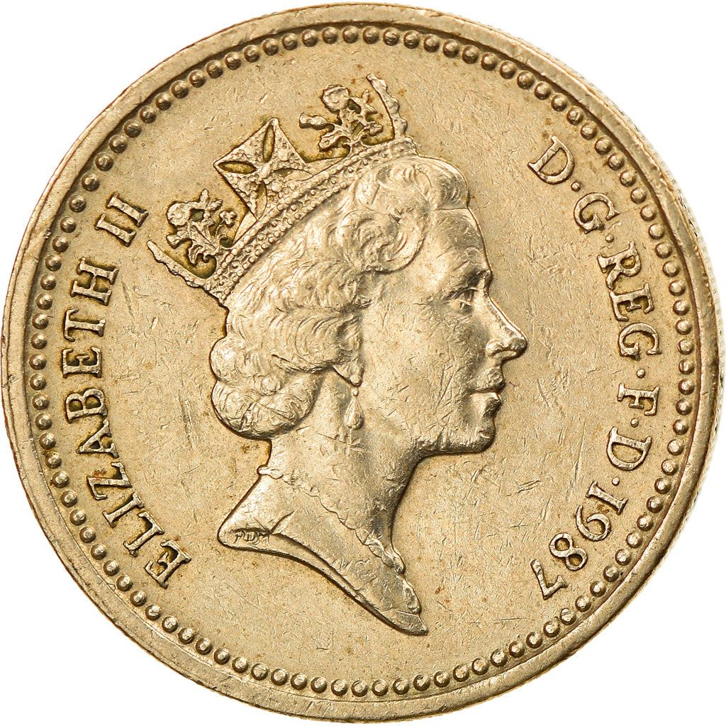 United Kingdom Coin 1 Pound | Elizabeth II 3rd portrait | English Oak | 1987 - 1992