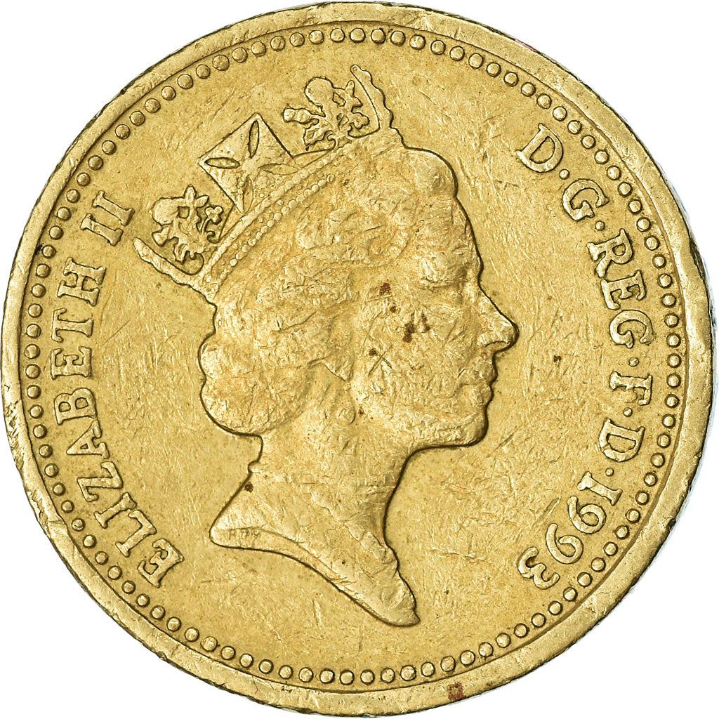 United Kingdom Coin 1 Pound | Elizabeth II 3rd portrait | Royal Arms | 1993