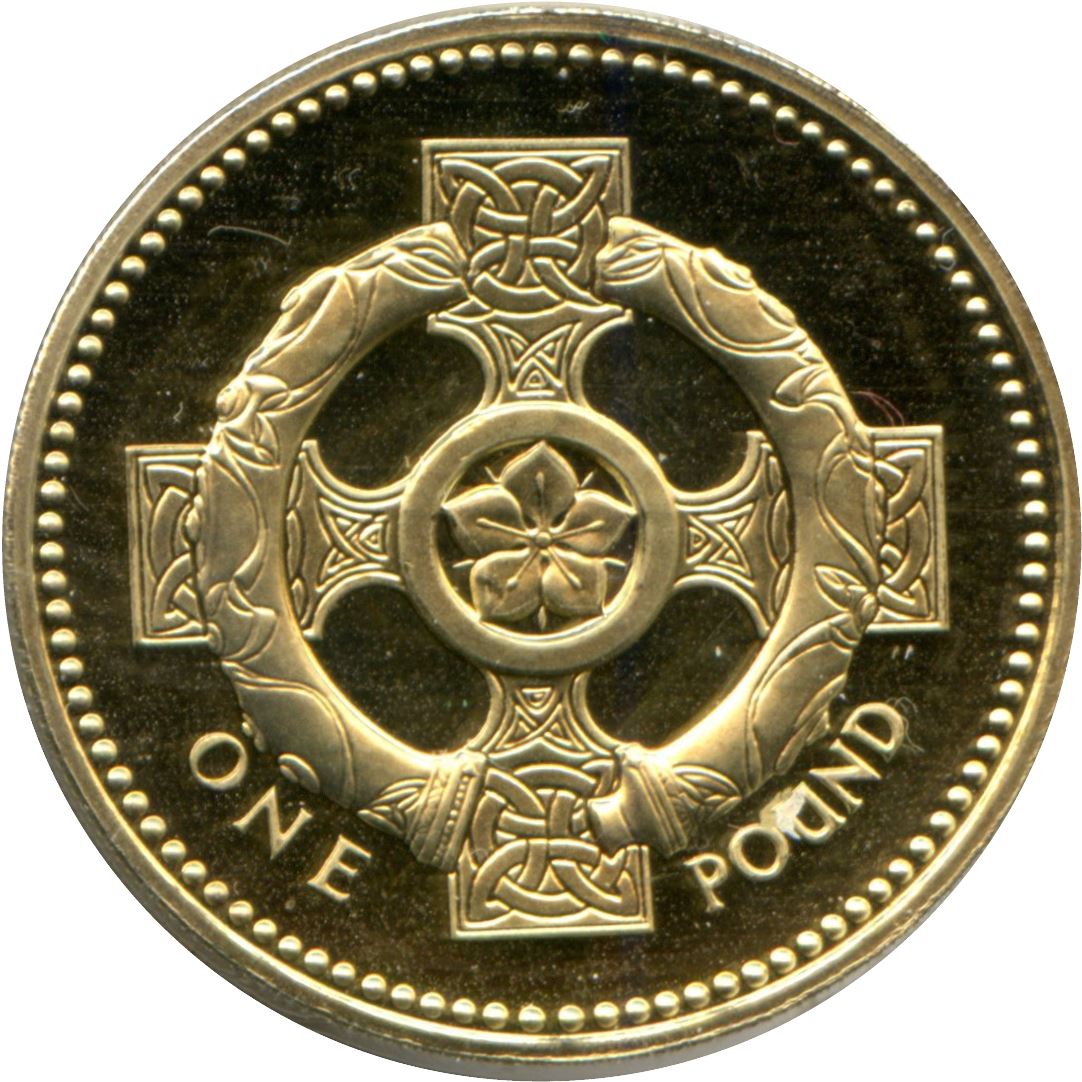 United Kingdom Coin 1 Pound | Elizabeth II 4th portrait | Celtic Cross | 2001