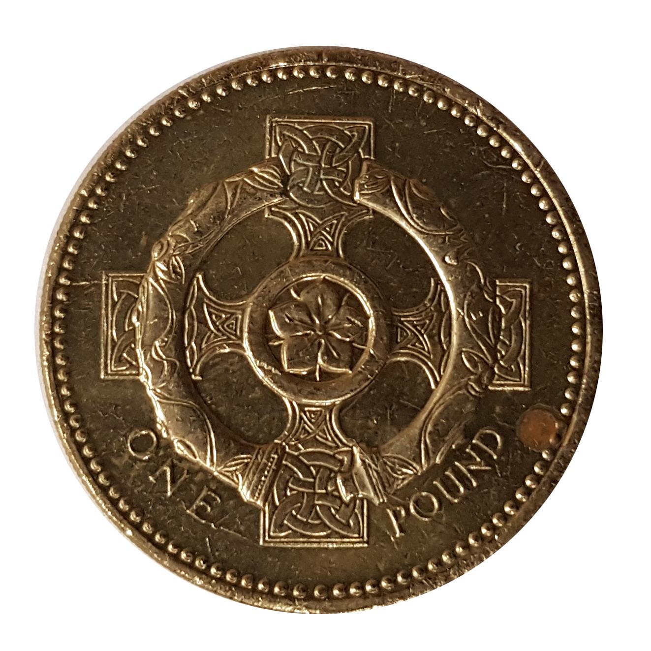 United Kingdom Coin 1 Pound | Elizabeth II 4th portrait | Celtic Cross | 2001