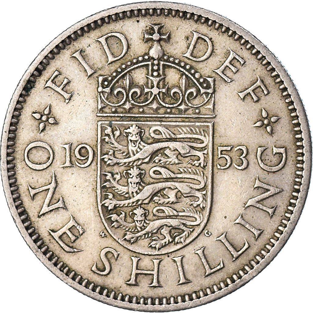 United Kingdom Coin 1 Shilling | Elizabeth II English shield | with 'BRITT:OMN' | 1953