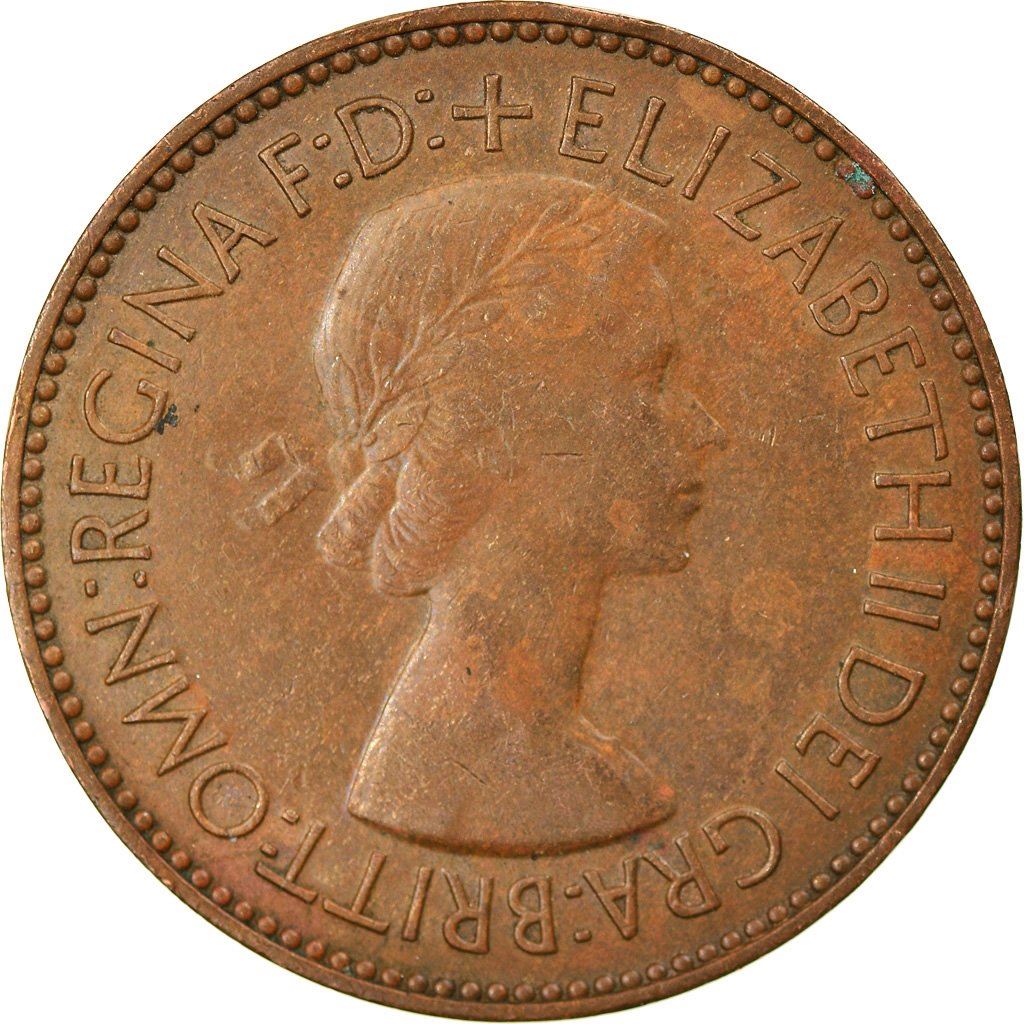 United Kingdom Coin ½ Penny | Elizabeth II 1st portrait | with 'BRITT:OMN' | 1953