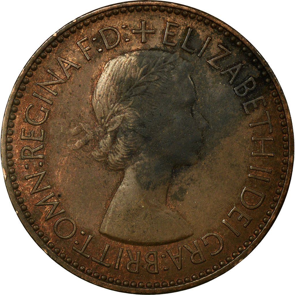 United Kingdom Coin ½ Penny | Elizabeth II 1st portrait | with 'BRITT:OMN' | 1953