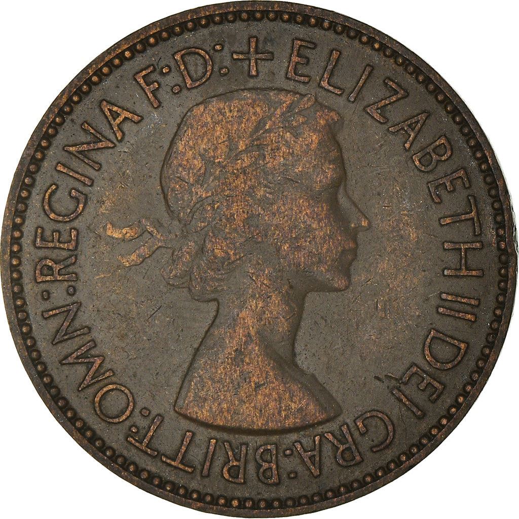 United Kingdom Coin ½ Penny | Elizabeth II 1st portrait | with 'BRITT:OMN' | 1953