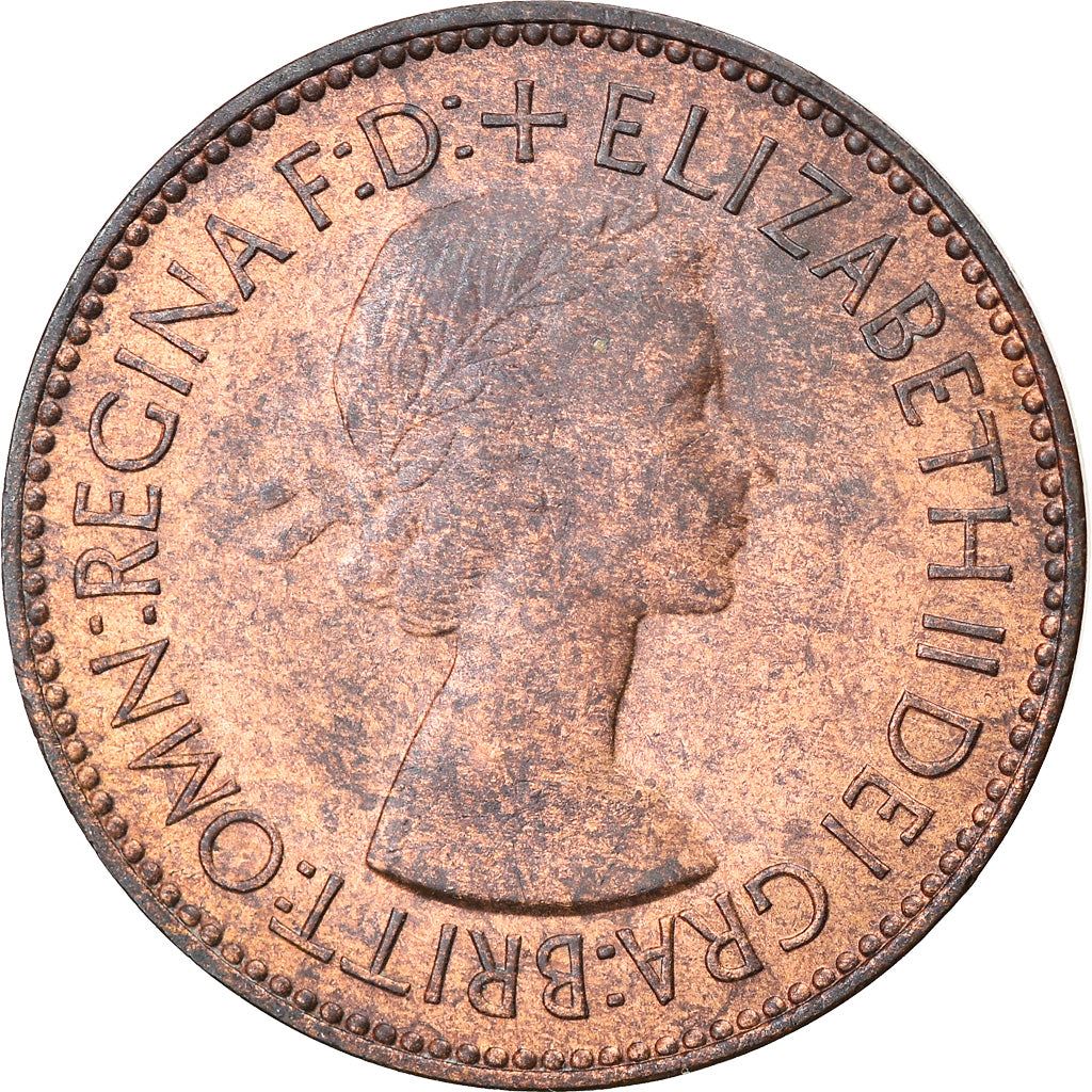 United Kingdom Coin ½ Penny | Elizabeth II 1st portrait | with 'BRITT:OMN' | 1953