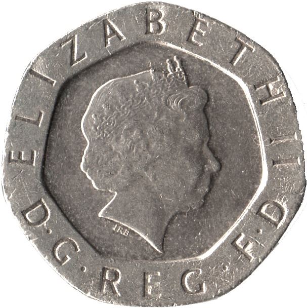 United Kingdom Coin 20 Pence | Elizabeth II 4th portrait | Tudor Rose | 1998 - 2008