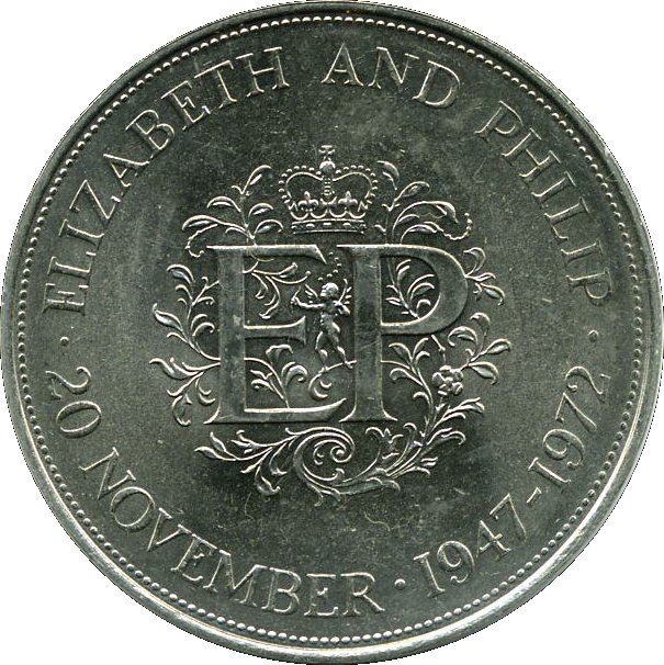 United Kingdom Coin 25 New Pence | Elizabeth II Silver Wedding | 1972