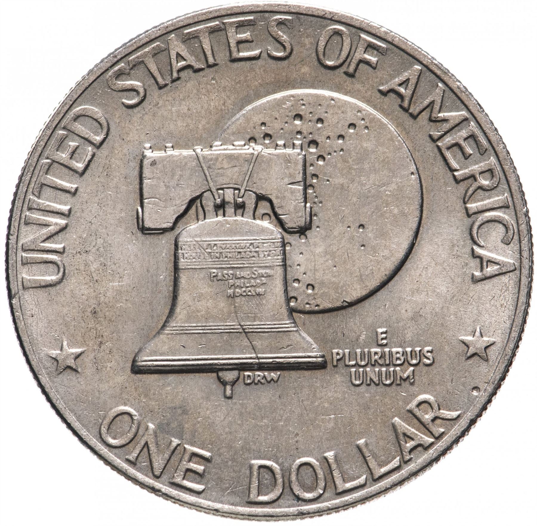 United States | 1 Dollar Coin | Liberty Bell | Moon | Dwight D. Eisenhower | KM206 | 1976