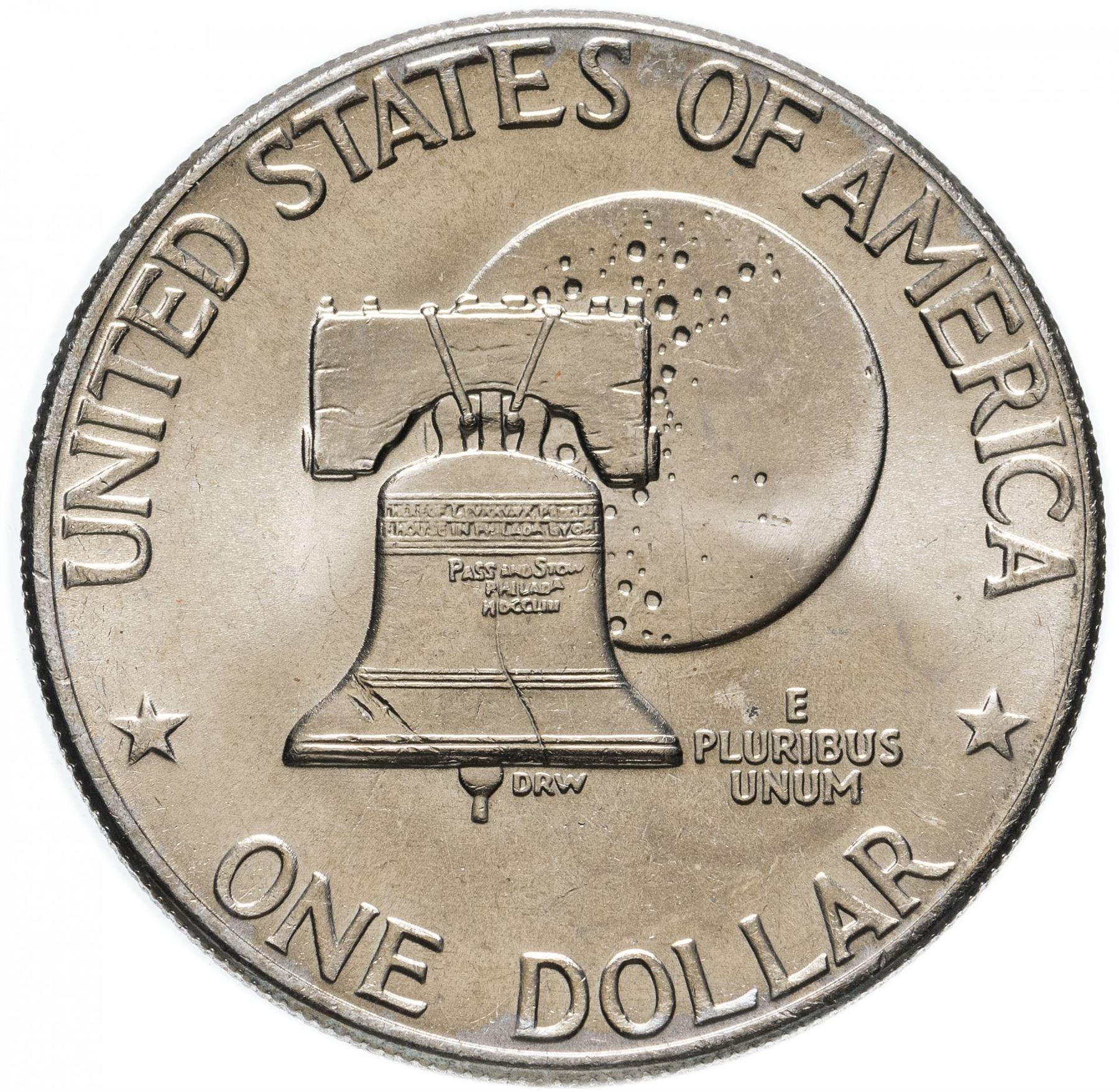 United States | 1 Dollar Coin | Liberty Bell | Moon | Dwight D. Eisenhower | KM206 | 1976