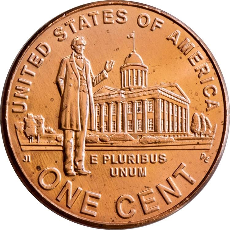 United States Coin American 1 Cent | Abraham Lincoln | Springfield Capitol Building | KM443 | 2009