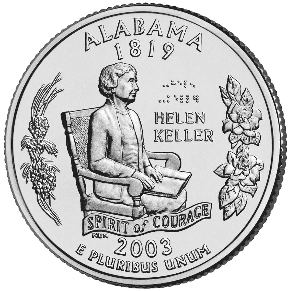 United States Coin American ¼ Dollar | George Washington | Alabama | Helen Keller | KM344 | 2003