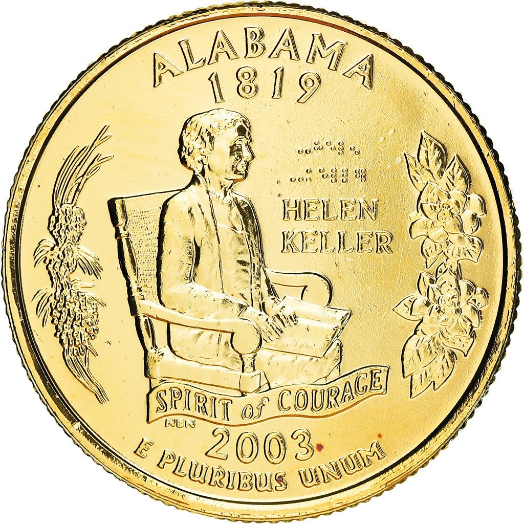 United States Coin American ¼ Dollar | George Washington | Alabama | Helen Keller | KM344 | 2003