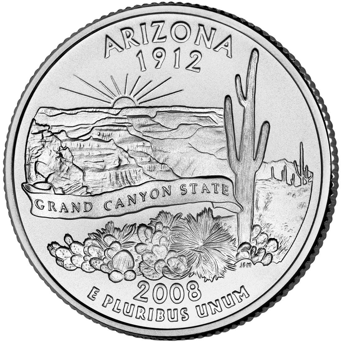 United States Coin American ¼ Dollar | George Washington | Arizona | The Grand Canyon | Saguaro Cactus | KM423 | 2008