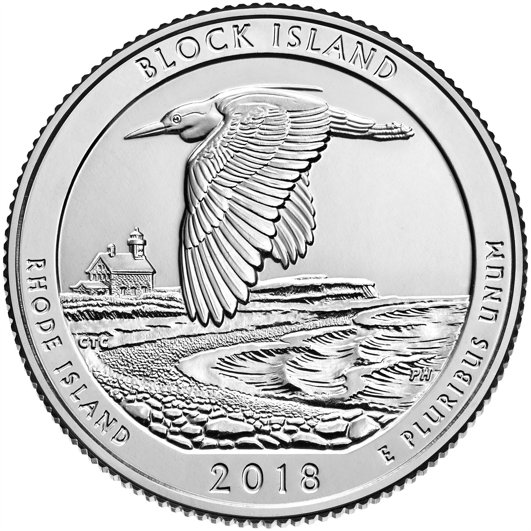 United States Coin American ¼ Dollar | George Washington | Black-crowned Night-heron | Cow Cove Beach | KM673 | 2018