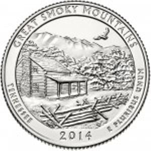 United States Coin American ¼ Dollar | George Washington | Great Smoky Mountains | Tennessee | KM566 | 2014