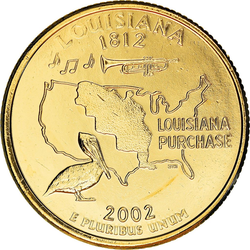 United States Coin American ¼ Dollar | George Washington | Louisiana | Pelican | Trumpet | KM333 | 2002