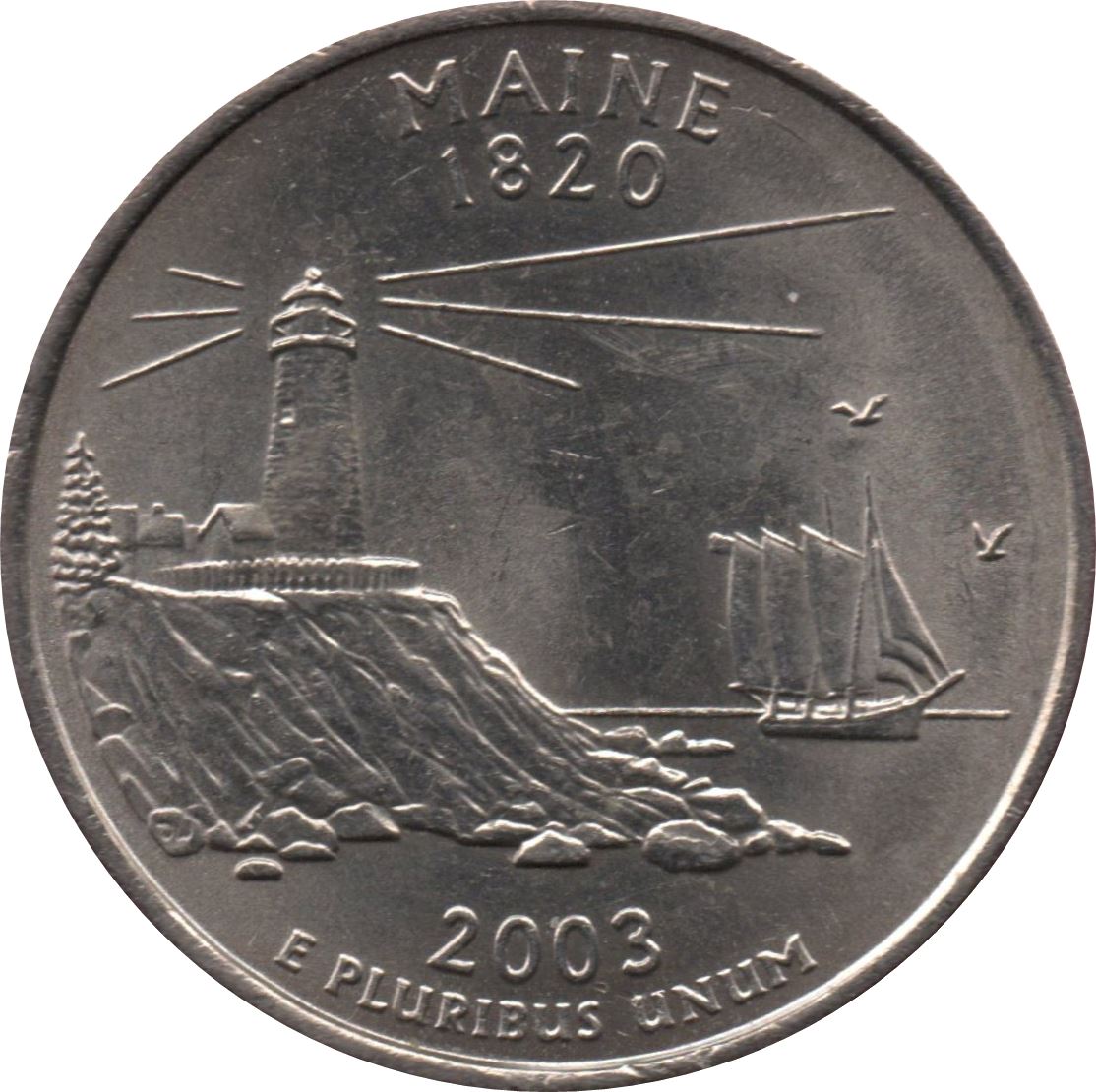 United States Coin American ¼ Dollar | George Washington | Maine | Pemaquid Point Lighthouse | KM345 | 2003