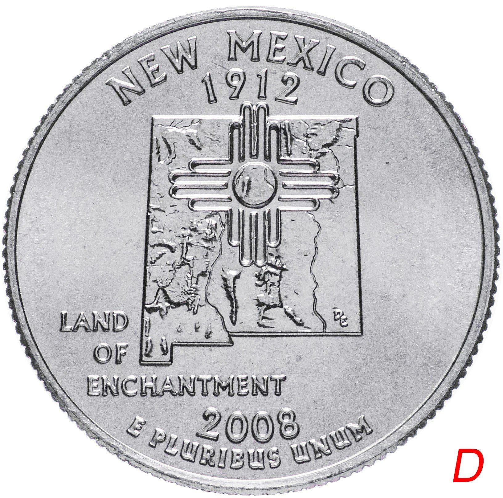 United States Coin American ¼ Dollar | George Washington | New Mexico | Zia Sun | KM422 | 2008