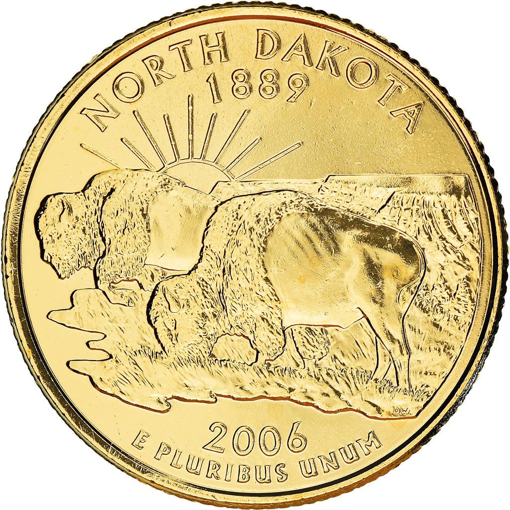 United States Coin American ¼ Dollar | George Washington | North Dakota | Bison | KM385 | 2006