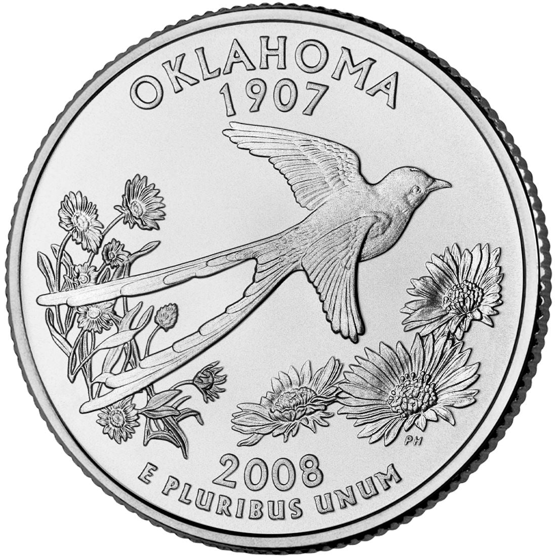 United States Coin American ¼ Dollar | George Washington | Oklahoma | Scissor-tailed Flycatcher | KM421 | 2008