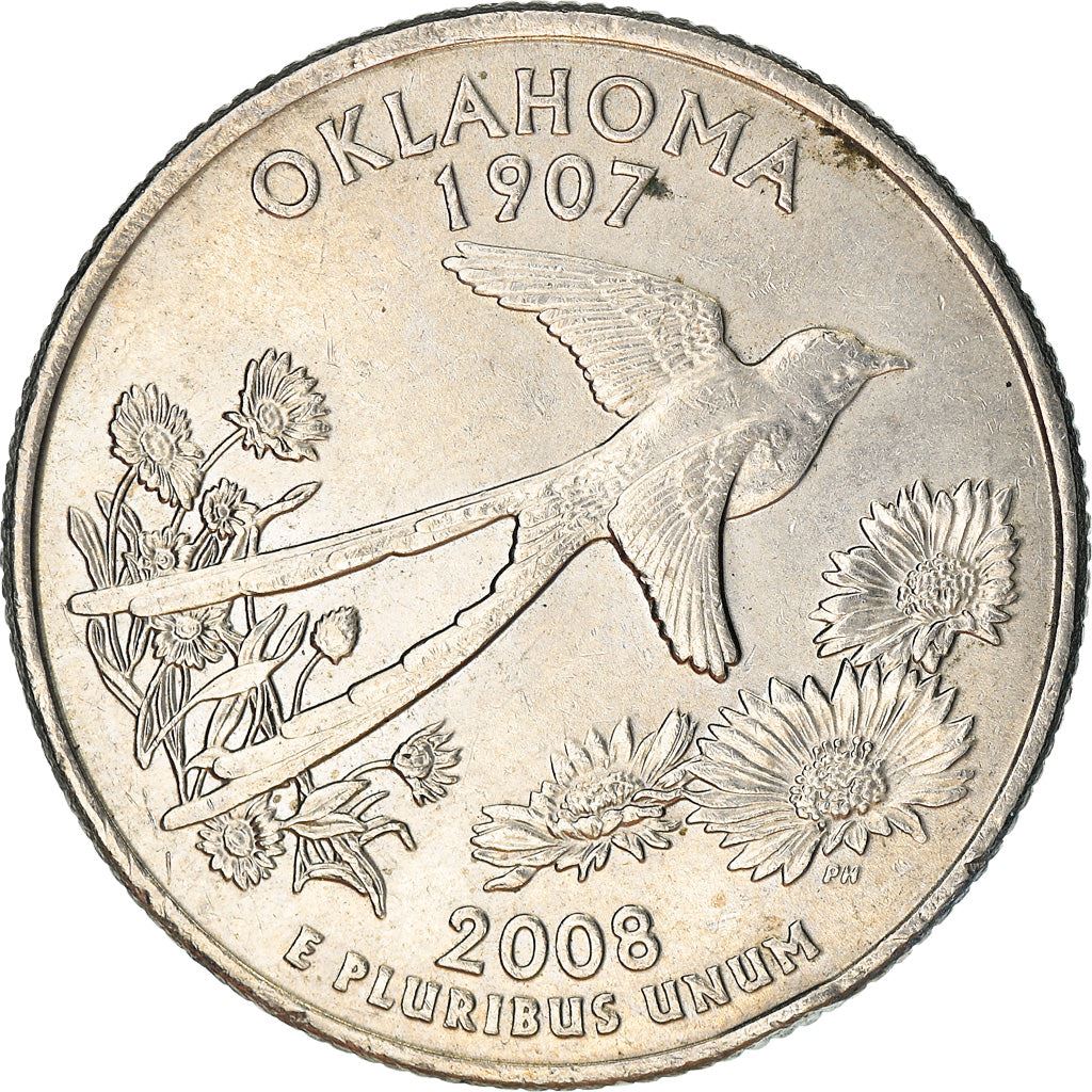 United States Coin American ¼ Dollar | George Washington | Oklahoma | Scissor-tailed Flycatcher | KM421 | 2008