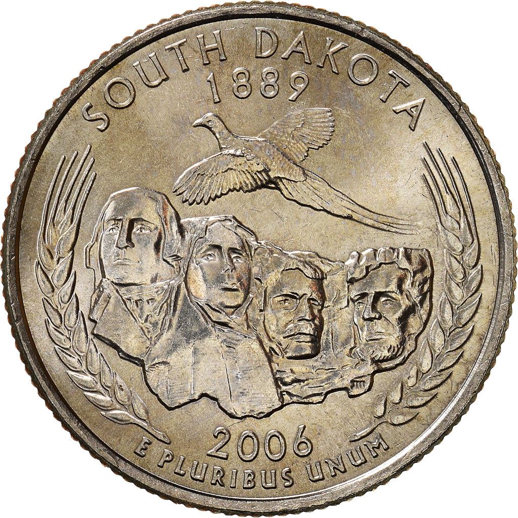 United States Coin American ¼ Dollar | George Washington | South Dakota | Mount Rushmore | Ring-necked Pheasant | KM386 | 2006