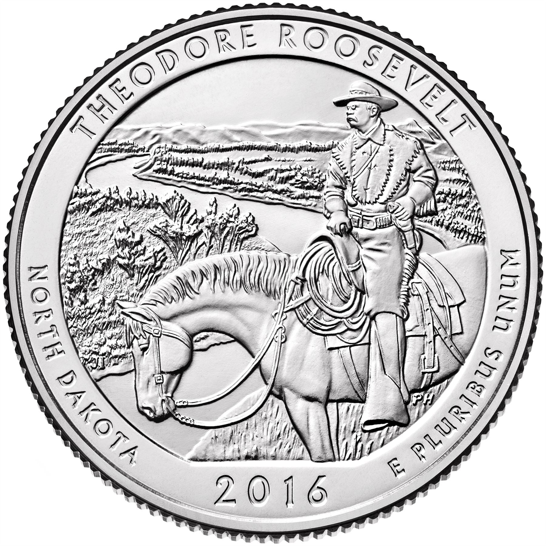 United States Coin American ¼ Dollar | George Washington | Theodore Roosevelt | Little Missouri River | Horse | KM638 | 2016