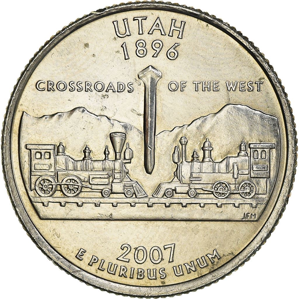 United States Coin American ¼ Dollar | George Washington | Utah | Locomotives | Golden Spike | KM400 | 2007