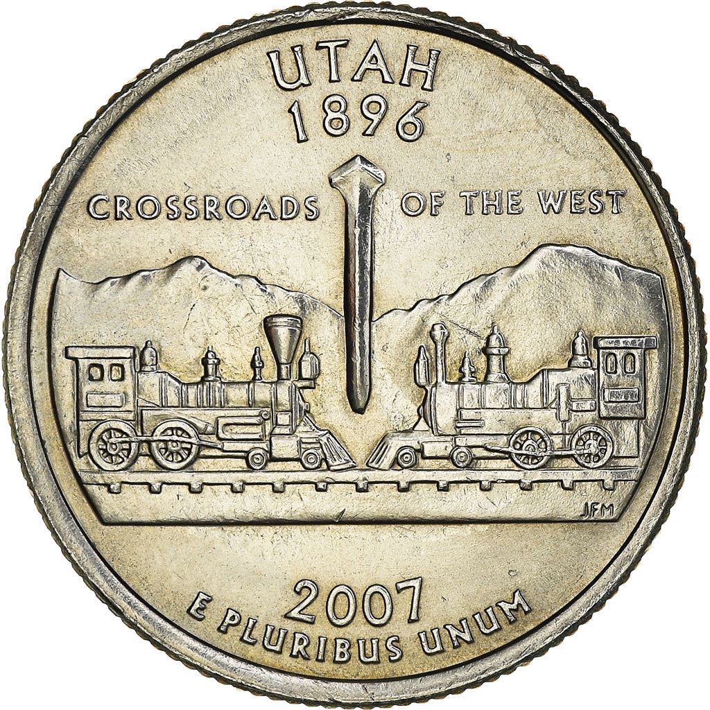 United States Coin American ¼ Dollar | George Washington | Utah | Locomotives | Golden Spike | KM400 | 2007