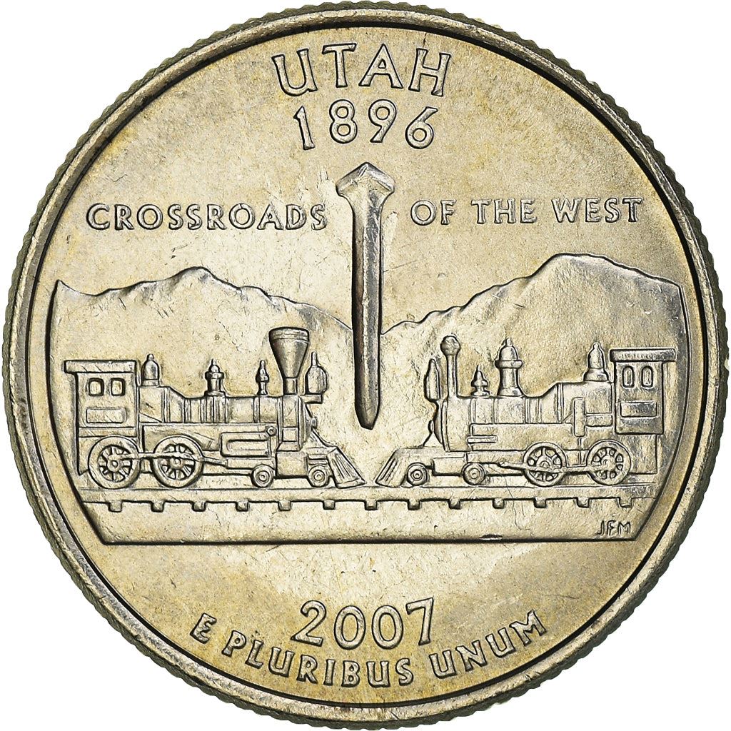 United States Coin American ¼ Dollar | George Washington | Utah | Locomotives | Golden Spike | KM400 | 2007