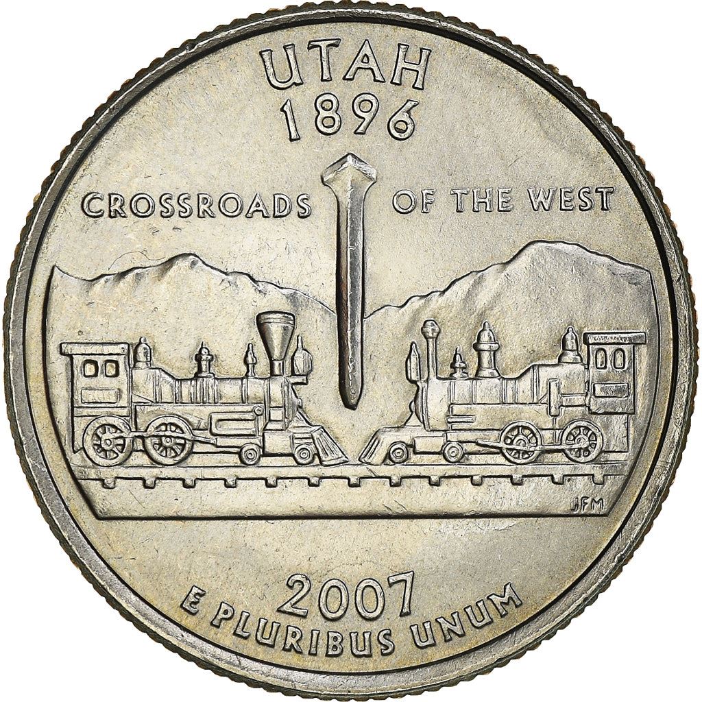 United States Coin American ¼ Dollar | George Washington | Utah | Locomotives | Golden Spike | KM400 | 2007