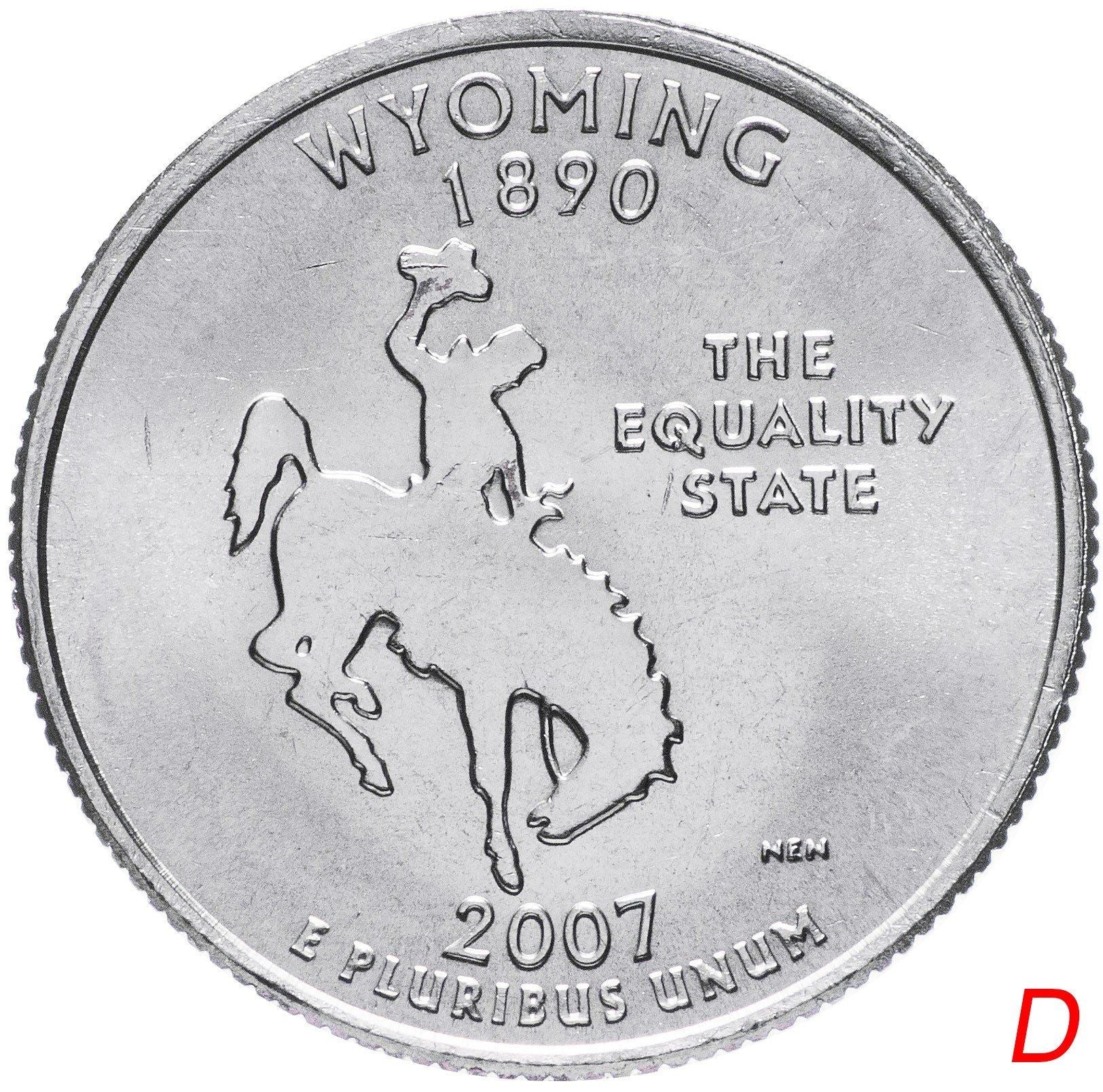 United States Coin American ¼ Dollar | George Washington | Wyoming | Horse | KM399 | 2007