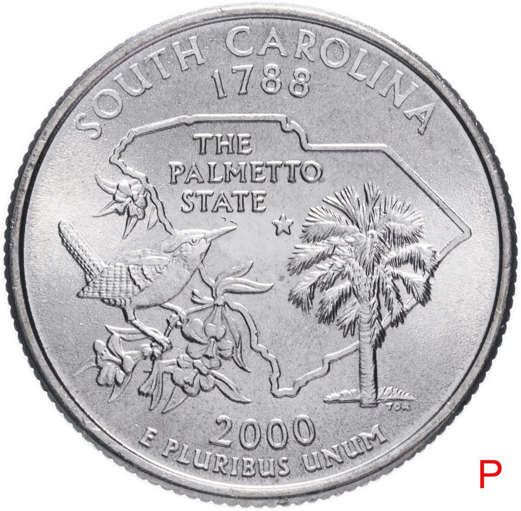 United States Coin American ¼ Dollar | George Washington | Yellow Jessamine | Palmetto Tree | KM307 | 2000