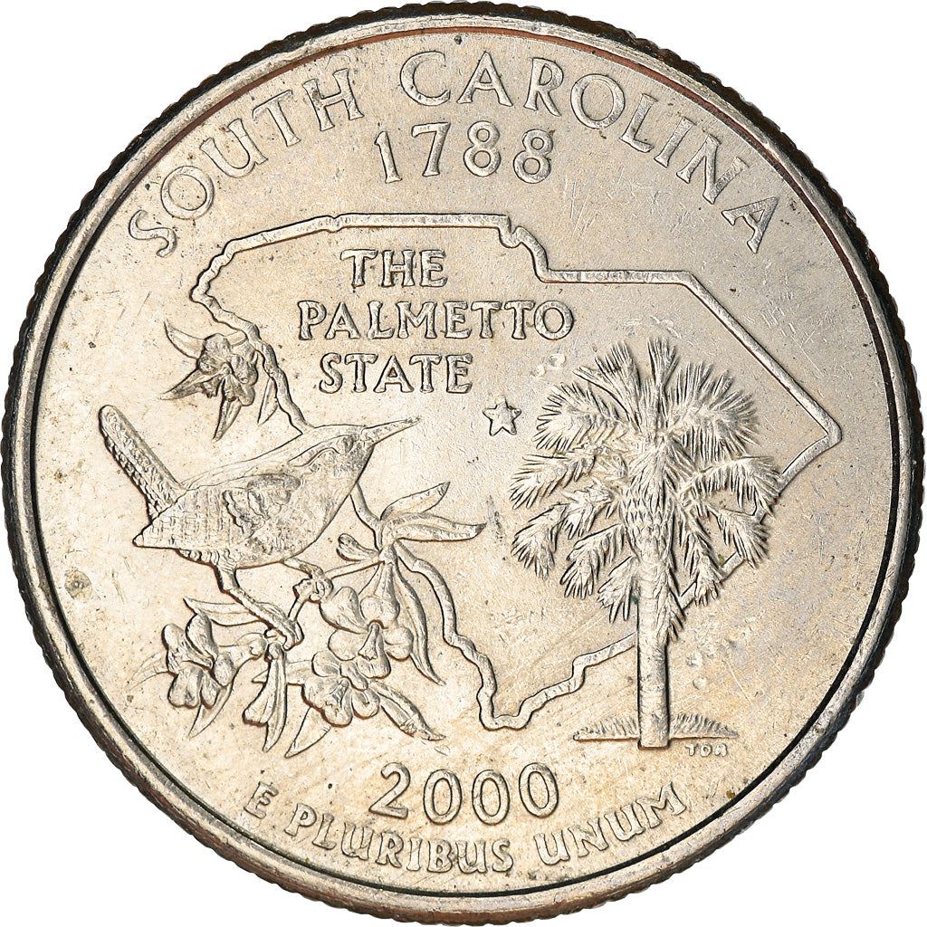 United States Coin American ¼ Dollar | George Washington | Yellow Jessamine | Palmetto Tree | KM307 | 2000