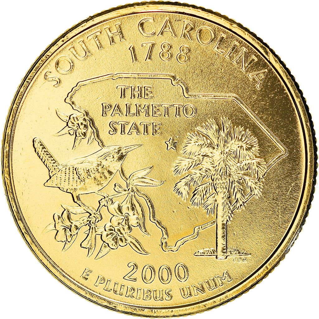 United States Coin American ¼ Dollar | George Washington | Yellow Jessamine | Palmetto Tree | KM307 | 2000