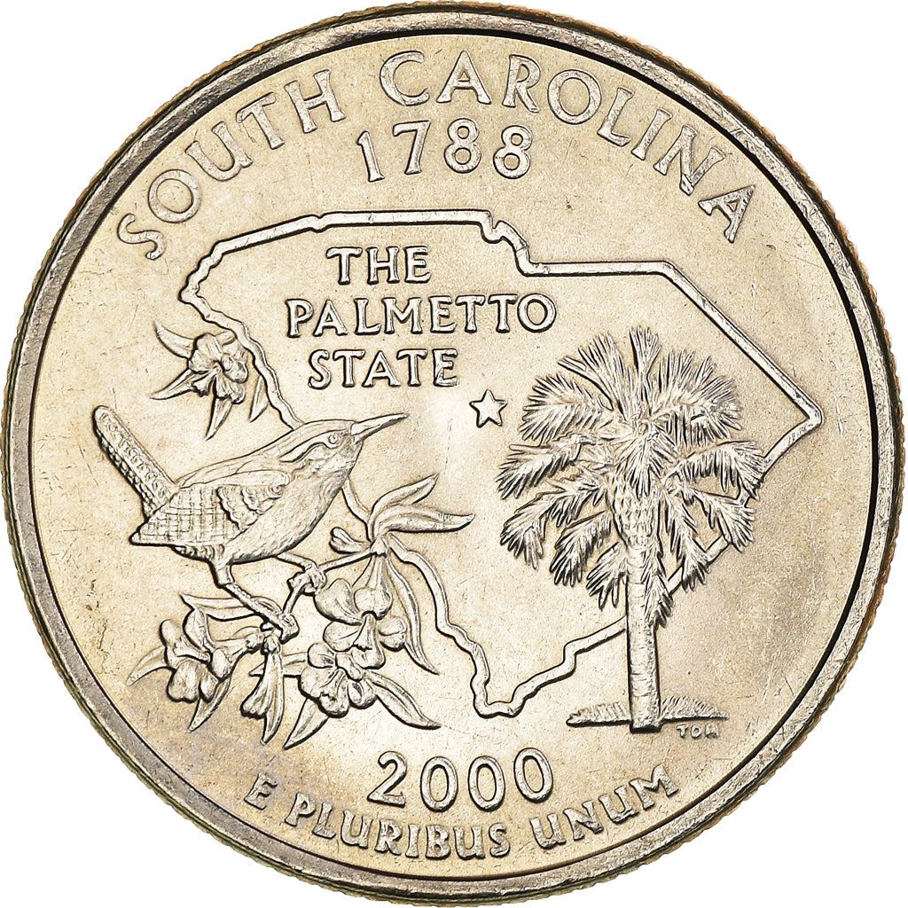 United States Coin American ¼ Dollar | George Washington | Yellow Jessamine | Palmetto Tree | KM307 | 2000